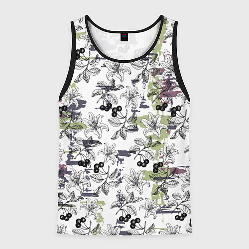 Мужская майка без рукавов Лилии / 3D-Черный – фото 1