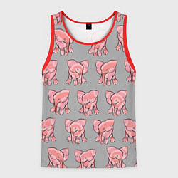 Майка-безрукавка мужская РОЗОВЫЕ СЛОНИКИ ПАТТЕРН, цвет: 3D-красный