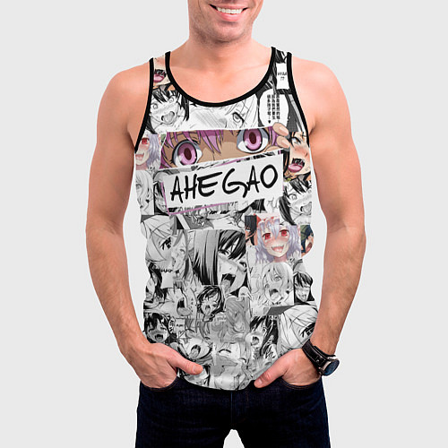 Мужская майка без рукавов Ахегао Ahegao / 3D-Черный – фото 3