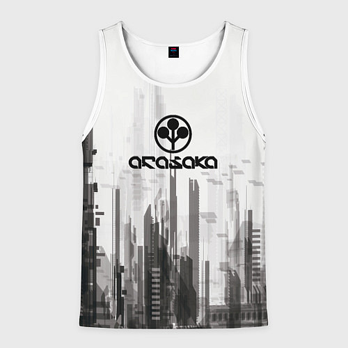 Мужская майка без рукавов Cyberpunk 2077 Arasaka / 3D-Белый – фото 1