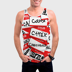 Майка-безрукавка мужская Hello, my name is, цвет: 3D-белый — фото 2