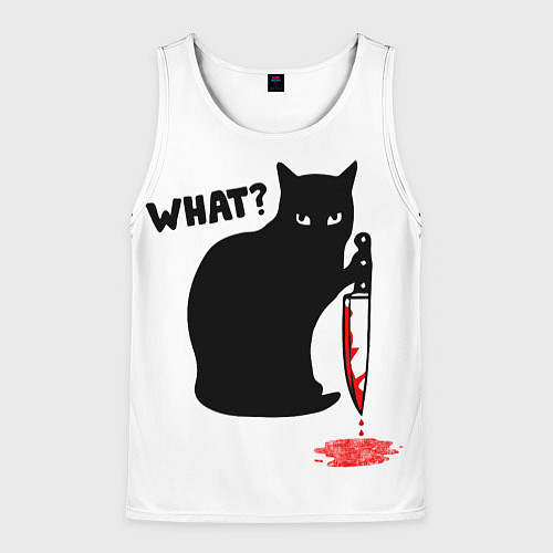 Мужская майка без рукавов What Cat / 3D-Белый – фото 1