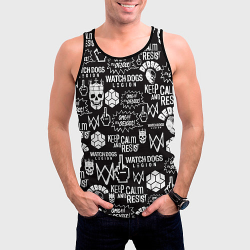 Мужская майка без рукавов WATCH DOGS LEGION / 3D-Черный – фото 3