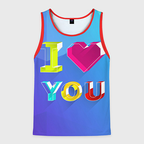 Мужская майка без рукавов I LOVE YOU / 3D-Красный – фото 1