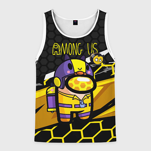 Мужская майка без рукавов Among us пчела / 3D-Белый – фото 1
