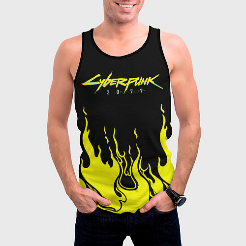 Мужская майка без рукавов CYBERPUNK 2077 / 3D-Черный – фото 3