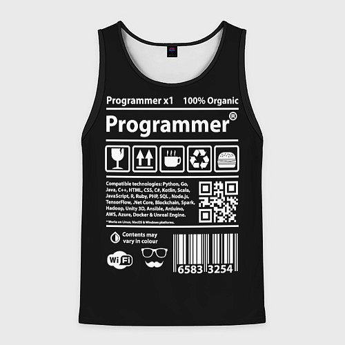 Мужская майка без рукавов Programmer / 3D-Черный – фото 1