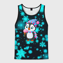 Мужская майка без рукавов Новогодний пингвин