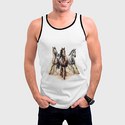 Майка-безрукавка мужская Лошади, цвет: 3D-черный — фото 2