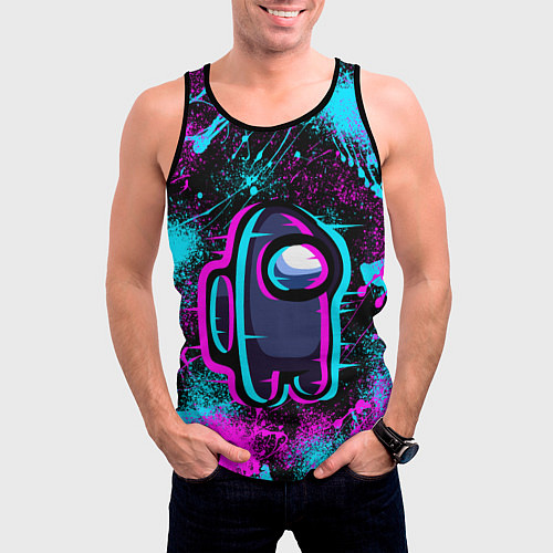 Мужская майка без рукавов NEON AMONG US / 3D-Черный – фото 3