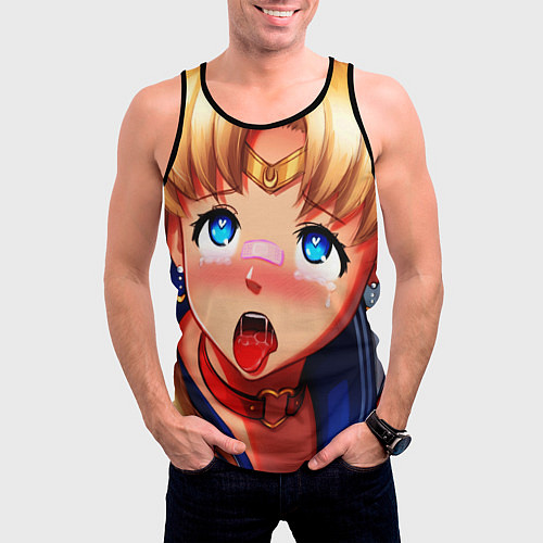 Мужская майка без рукавов SAILOR MOON AHEGAO / 3D-Черный – фото 3