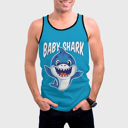 Мужская майка без рукавов Baby Shark / 3D-Черный – фото 3