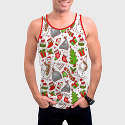 Майка-безрукавка мужская Новогодний фон, цвет: 3D-красный — фото 2