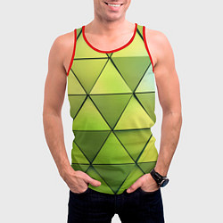 Майка-безрукавка мужская Зелёные треугольники, цвет: 3D-красный — фото 2