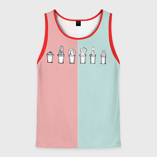 Мужская майка без рукавов Кактусы / 3D-Красный – фото 1