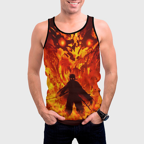 Мужская майка без рукавов Клинок, рассекающий демонов / 3D-Черный – фото 3