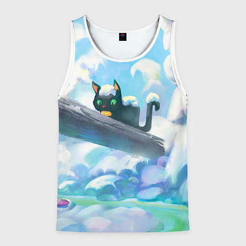 Мужская майка без рукавов Снежный котенок / 3D-Белый – фото 1