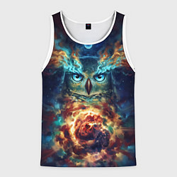 Майка-безрукавка мужская Сова Космос, цвет: 3D-белый