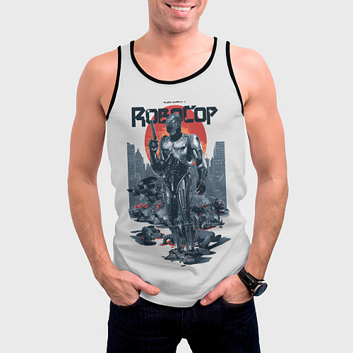 Мужская майка без рукавов Робот полицейский / 3D-Черный – фото 3