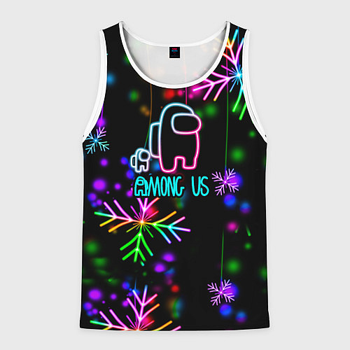 Мужская майка без рукавов Among Us New Year / 3D-Белый – фото 1