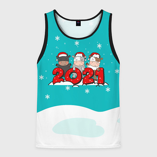 Мужская майка без рукавов 2021 год быка / 3D-Черный – фото 1