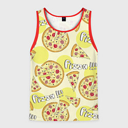 Майка-безрукавка мужская Узор - Пицца на желтом, цвет: 3D-красный