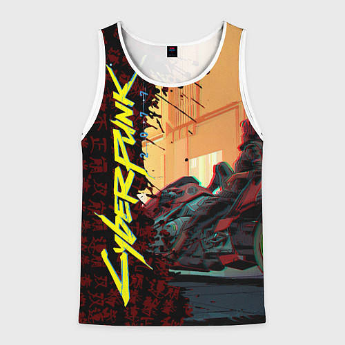 Мужская майка без рукавов Киберпанк / 3D-Белый – фото 1