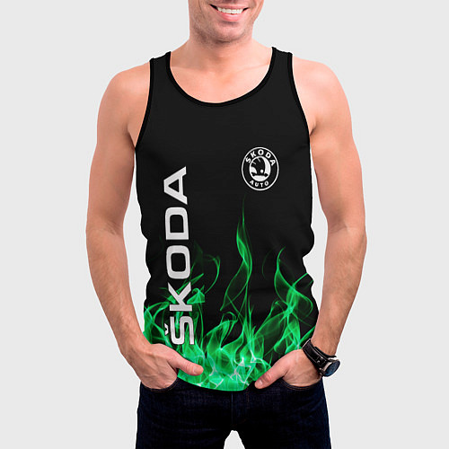 Мужская майка без рукавов SKODA / 3D-Черный – фото 3