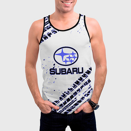 Мужская майка без рукавов SUBARU / 3D-Черный – фото 3