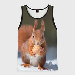 Мужская майка без рукавов Белка с орехом на снегу