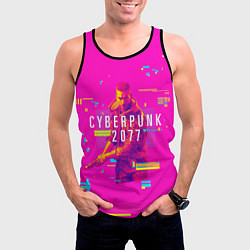 Майка-безрукавка мужская Cyberpunk 2077, цвет: 3D-черный — фото 2