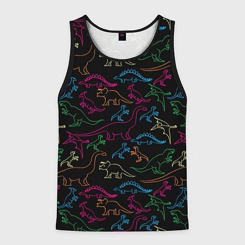 Мужская майка без рукавов Динозавры / 3D-Черный – фото 1