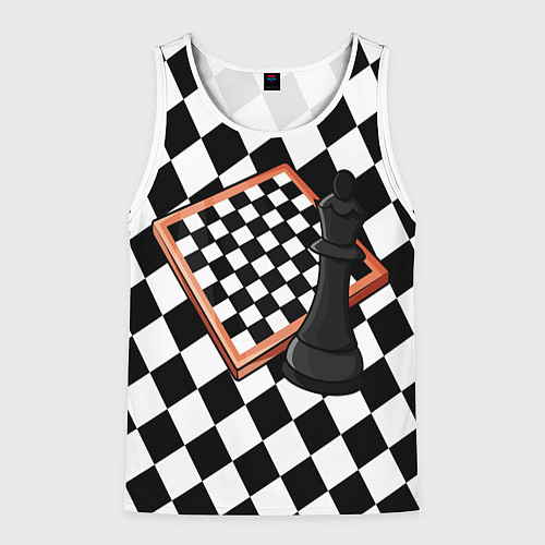 Мужская майка без рукавов Шахматы / 3D-Белый – фото 1