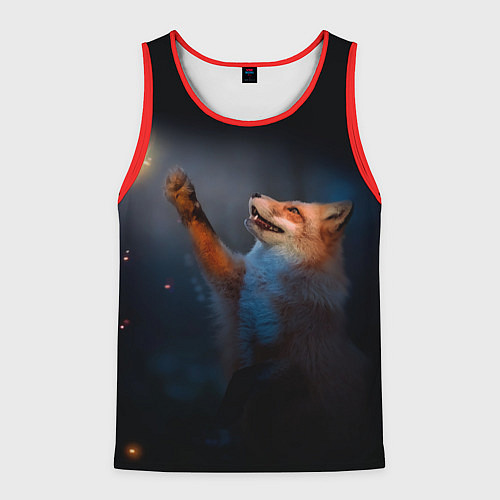 Мужская майка без рукавов Лиса и огонек / 3D-Красный – фото 1