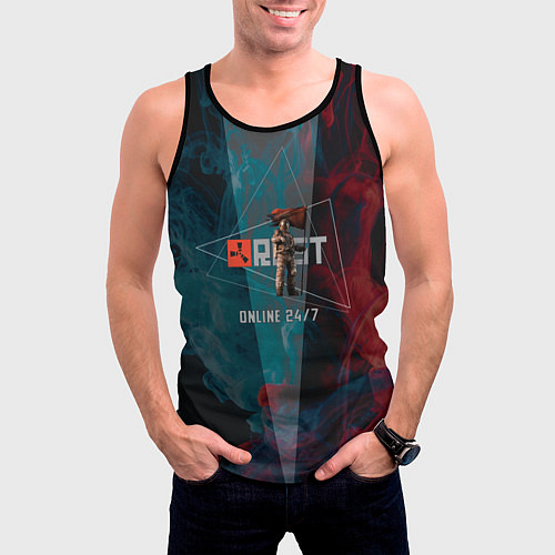 Мужская майка без рукавов RUST ALWAYS ONLINE РАСТ / 3D-Черный – фото 3