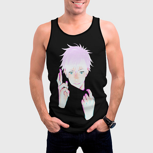 Мужская майка без рукавов ГОДЖО САТОРУ GOJO SATORU / 3D-Черный – фото 3