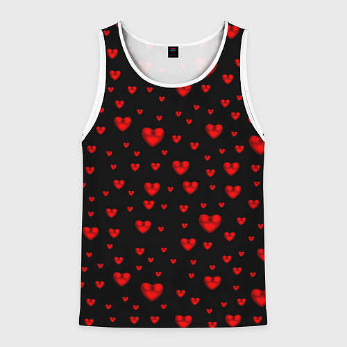 Мужская майка без рукавов Красные сердца / 3D-Белый – фото 1