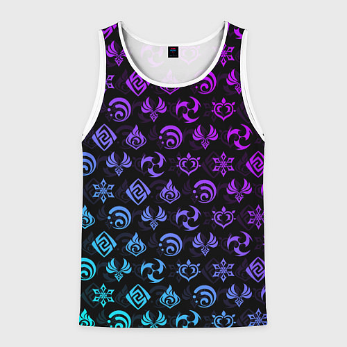 Мужская майка без рукавов GENSHIN IMPACT NEON / 3D-Белый – фото 1