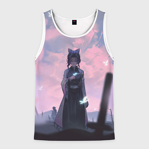 Мужская майка без рукавов КЛИНОК РАССЕКАЮЩИЙ ДЕМОНОВ / 3D-Белый – фото 1