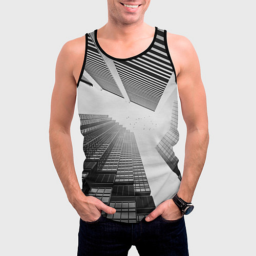 Мужская майка без рукавов Минимализм / 3D-Черный – фото 3