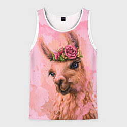 Мужская майка без рукавов Лама с цветами