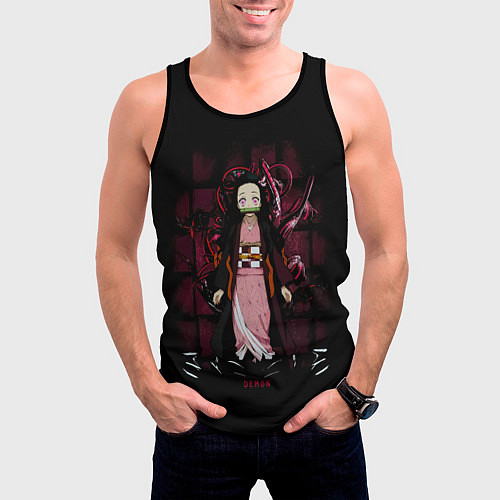 Мужская майка без рукавов Nezuko Kamado Kimetsu no Yaiba / 3D-Черный – фото 3