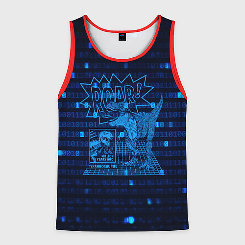 Мужская майка без рукавов Проекция динозавра в 3D / 3D-Красный – фото 1