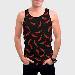 Майка-безрукавка мужская Chili peppers, цвет: 3D-черный — фото 2