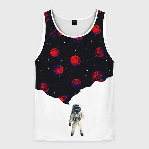 Мужская майка без рукавов Мысли космонавта про космос / 3D-Белый – фото 1