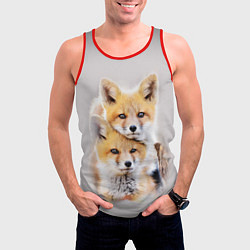 Майка-безрукавка мужская Лисята, цвет: 3D-красный — фото 2