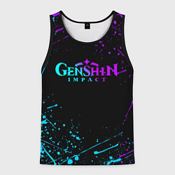 Майка-безрукавка мужская GENSHIN IMPACT NEON LOGO, цвет: 3D-черный