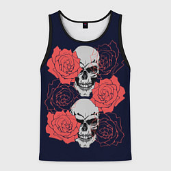 Майка-безрукавка мужская Rose Skull, цвет: 3D-черный