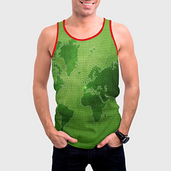 Майка-безрукавка мужская Карта мира, цвет: 3D-красный — фото 2