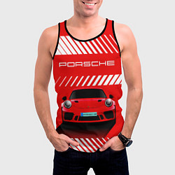 Майка-безрукавка мужская PORSCHE ПОРШЕ RED STYLE, цвет: 3D-черный — фото 2